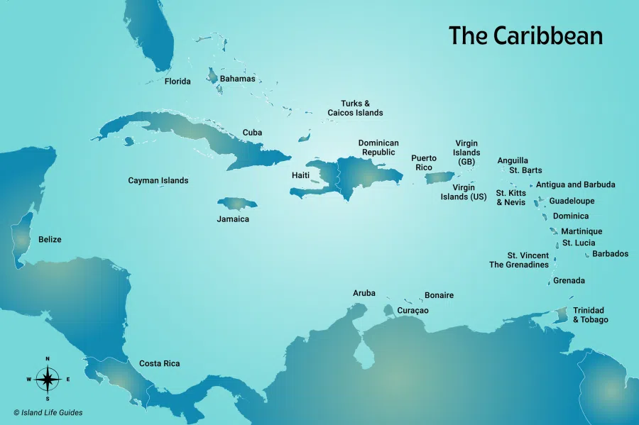 Caribbean Map Island Life Caribbean
